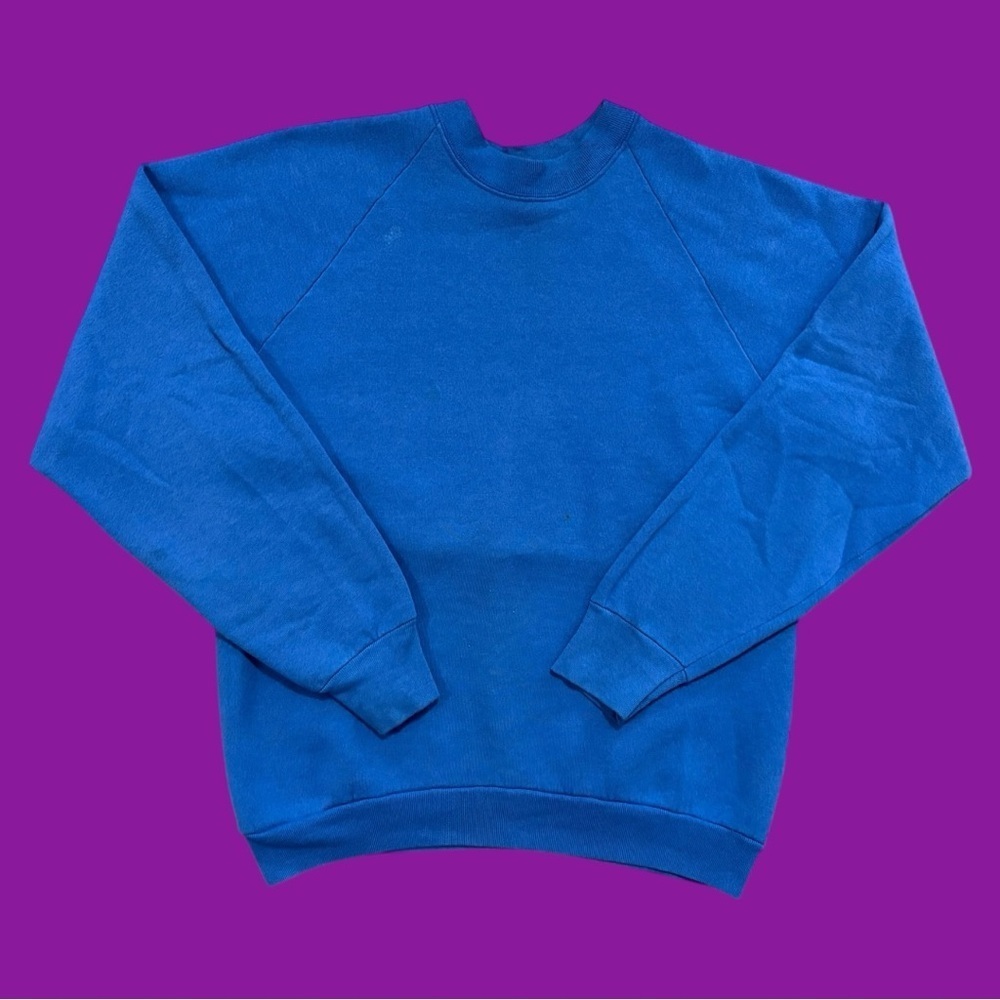 80s Fruit of the Loom Blue Crewneck 
Sweatshirt